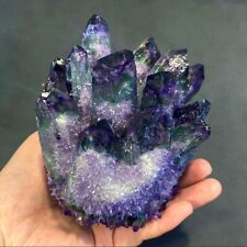 310g+ Dark Purple Green Phantom Cluster Titanium Geode Quartz Crystal Ornaments picture