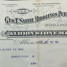 Smith Middlings Albion Stone Mills Flour Mill Albion Michigan 1891 Billhead picture