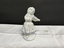 Vintage Small Blue White Woman With violin fingurine picture