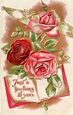 Beautiful Embossed Roses BB London Vintage Postcard PM1911 picture