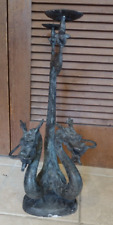Antique Balinese Bronze Double Headed Naga Dragon Temple Candle Holder 24