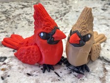 3D Printed Red Cardinal Bird | Life-Sized & Baby-Sized Decorative Fidget picture