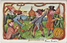 1910 Halloween Embossed Postcard Fantasy Dancing Vegetable People picture