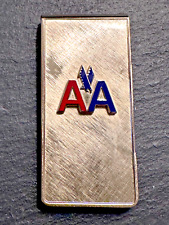 VINTAGE AMERICAN AIRLINES AA GOLD TONE LOGO MONEY CLIP D127 picture