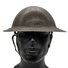 WWI Type A Brodie Helmet with Mark 1 Liner & Chin Strap & Applied Rim picture