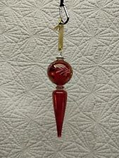 Egyptian Hand Blown Cranberry Glass 24K Gold Etched Christmas Ornament 8.5