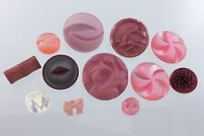 Vintage Molded Plastic Lot Of Pink Garment Button 1.2in Relief Pattern 782C picture
