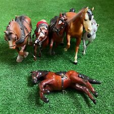 Lot of 6 Assorted Mixed Plastic Medium horses Collectible figurines Preloved picture