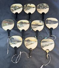Exquisite 10 Vintage Japanese Photographic Uchiwa Table Place Setting Fans RARE picture