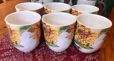 Pier 1 Coffee Mugs Sunflower Blooms Cups Set Of 6 Pier1 picture