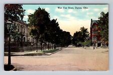 Dayton OH-Ohio, West First Street, Advertisment, Antique, Vintage Postcard picture