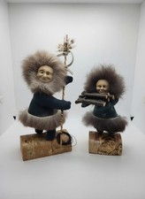 1994 REFLECTIONS OF ALASKA HUNTER GATHERER PAIR INUIT DOLLS Jerri Jors ART picture