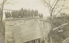 1908 RPPC Postcard Wrecked Bridge Tompkins Photo Uniform Men Buffalo New York picture