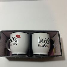 set of two mugs hello gorgeous hello handsome  16 Oz. picture