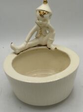 Pixie Boy Figurine Ceramic Vintage Trinket Dish/Candy Dish Sitting On A Log picture