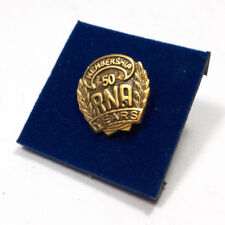 Vintage RNA Royal Neighbors 50 Years Membership Gold Toned Pin Button .75” picture