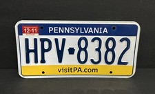 Pennsylvania License Plate — HPV - 8382 VISIT PA.COM — Excellent Condition picture