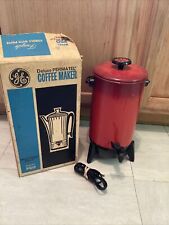 Vintage General Electric Auto Party Percolator Orange Red Coffee Maker 22 Cup picture