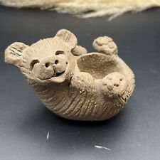 Vintage Margaret Hudson Pottery Clay Bear Trinket Bowl or Tiny Planter Figurine picture