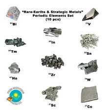 Rare Earth Periodic Table Set Kit 10 Metal Samples Sc Tm Ho Sn W V Zr Co In Bi picture
