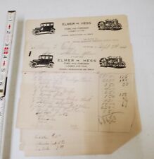 TWO ITEMIZED BILLS: FORD DEALERSHIP: 1924: ELMER H. HESS: POOR picture