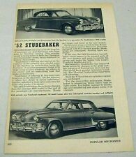 1952 Magazine Photo Article Studebaker 2-Door Starliner & Land Cruiser 4-Door picture