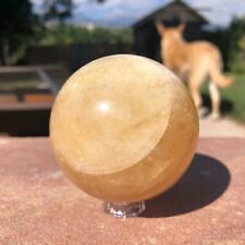 265g 57mm Calcite Crystal w Rainbows Sphere Ball Generator w Stand USA LK6 picture