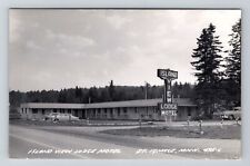 St. Ignace MI-Michigan RPPC Isl Lodge Motel Real Photo c1950 Vintage Postcard picture