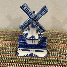 Vintage Holland Windmill Decoration Blue & White, Blades Turn, Cottage picture