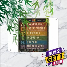 Autism Acceptance Different Not Less Awareness Retro Metal Tin Sign 8x12 picture