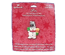 Hallmark PIN Christmas Vintage SNOWMAN THIMBLE of Ornament 1988 Holiday NEW picture