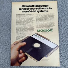 Microsoft 16-Bit Languages Floppy Disk Software Retro Computer Print Ad 1983 picture