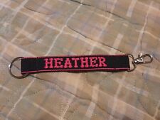 HEATHER Embroidered Name Strap Key Ring, Keychain with Clasp (BLACK) picture