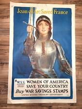 WWI US Propaganda Poster JOAN OF ARC SAVED FRANCE War Savings Stamps 1918 picture