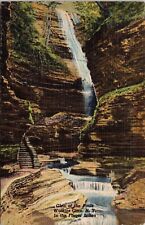 Watkins Glen State Park New York Glen Of Pools Scenic Linen Cancel WOB Postcard picture