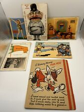 Lot 6 Vtg Silly Postcard Gentle Humor Colorful 1900-1950 FUNNY Moving Head Card picture