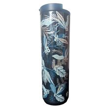 Starbucks Festive Cheer Blue Floral and Pinecone Vacuum Insulated Tumbler 16 OZ picture