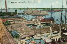 Along the Wharves New Bedford Massachusetts MA 1914 Postcard picture