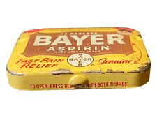 Vintage Bayer Aspirin 12 Tab Tin Children's Aspirin Advertising Inside READ CB1 picture