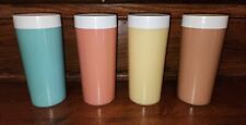 Vintage N.F.C Insulated Tumbler Cups Yellow/Pink/Brown/Green 60s Made In USA picture