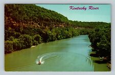 Scenic Kentucky River View Near Shakertown, Palisades, Boat Vintage Postcard picture
