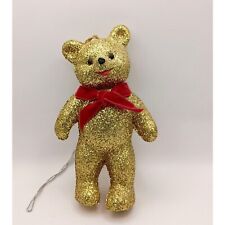 Vintage Ino Schaller Deko Gold Glitter Bear Christmas Ormanent 5