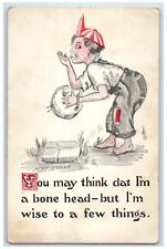 1913 Hobo Boy You May Think Dat I'm A Bone Head McGrath Minnesota MN Postcard picture