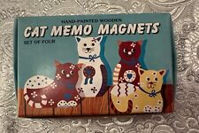 Vintage 1983 Cat Wooden Refrigerator Magnets Folk Primitive Style picture