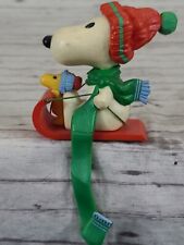 Vintage 1970s Snoopy Woodstock Sledding Stocking Hanger Peanuts Christmas picture