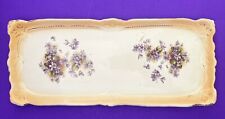 VTG Large Porcelain Vanity Tray w/ Purple Violets and Yellow Trim 18”x7”SALE picture