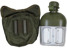 Austrian Military Canteen w Cup Cover Canteen OD Green Army Surplus Bundesheer picture