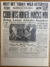 VINTAGE NEWSPAPER HEADLINE ~TY COBB HITS GAME WINNING HOME RUN 1927 BASEBALL picture