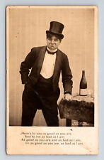 c1906 RPPC Bad Boy Poem Top Hat Tuxedo Drinking Mangham Louisiana LA Postcard picture
