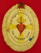 Vintage THE HEART OF JESUS IS WITH ME Badge SACRED HEART Religious Scapular picture